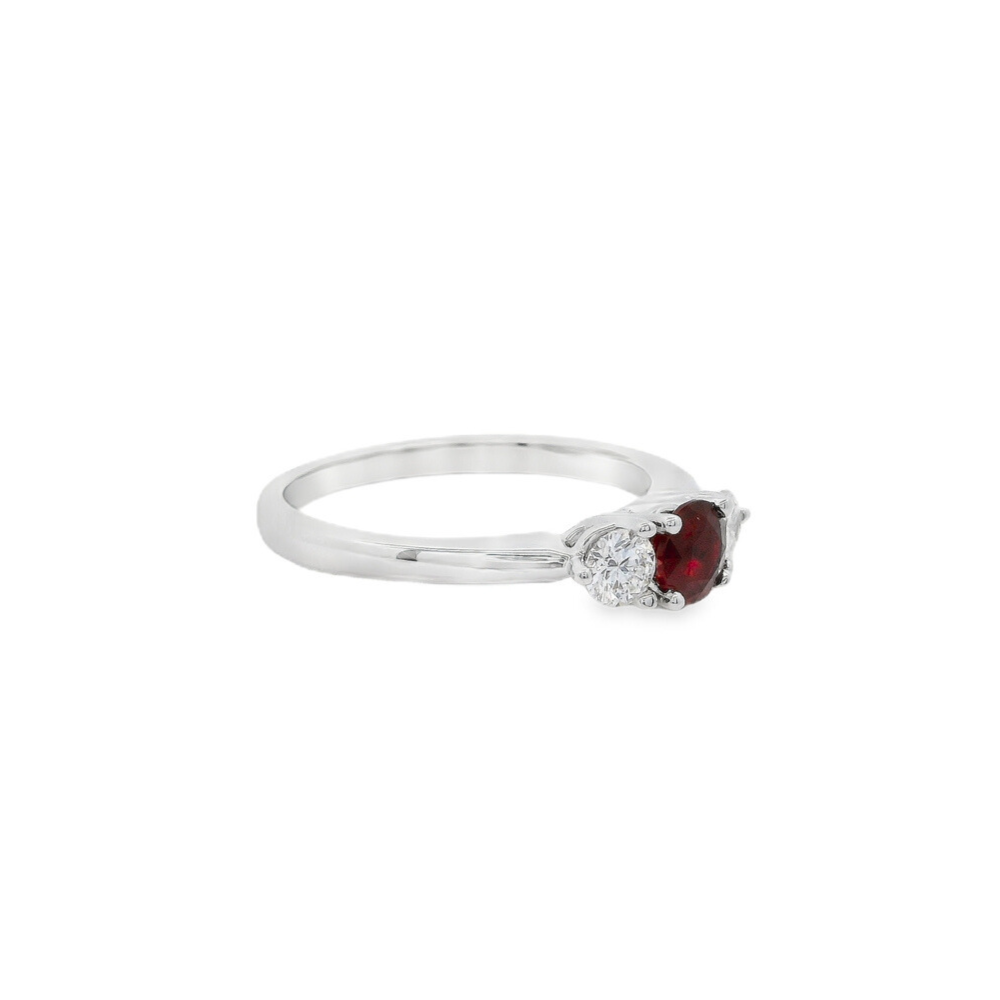 14K White Gold 0.50 CTW Ruby And 0.28 CTW Diamond Ring