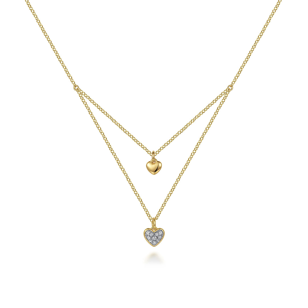 14K Yellow Gold Heart 0.07 CTW Diamond 17.5" Necklace