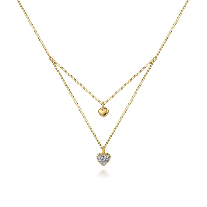 14K Yellow Gold Heart 0.07 CTW Diamond 17.5" Necklace