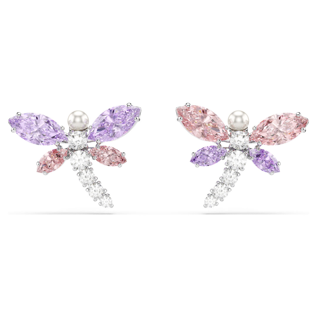 Swarovski Ariana Grande Rhodium Plated Stud Earrings With Multicoloured Zirconias And Crystal Pearls 5737371