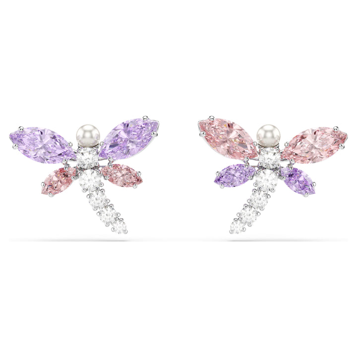 Swarovski Ariana Grande Rhodium Plated Stud Earrings With Multicoloured Zirconias And Crystal Pearls 5737371