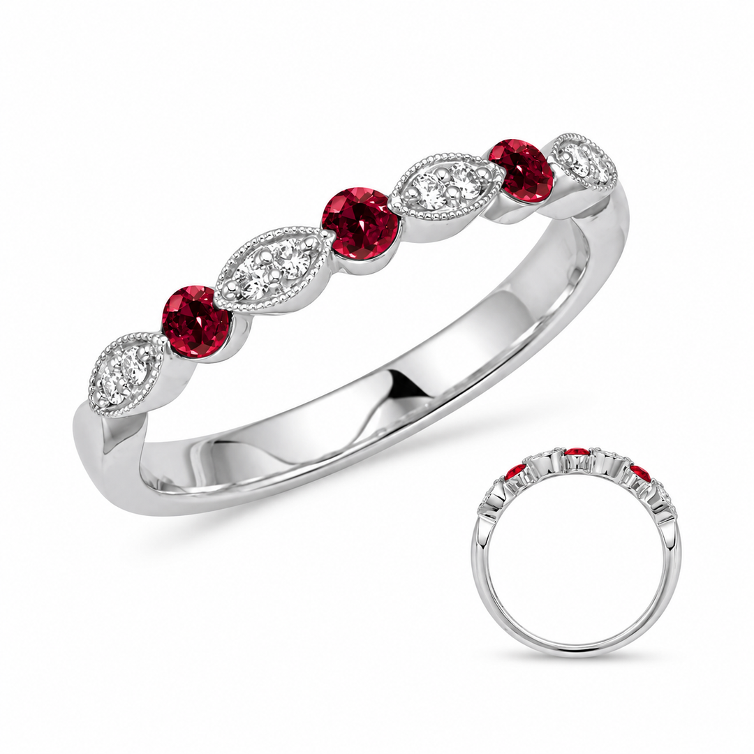 14K White Gold 0.21 CTW Ruby And 0.12 CTW Diamond Ring
