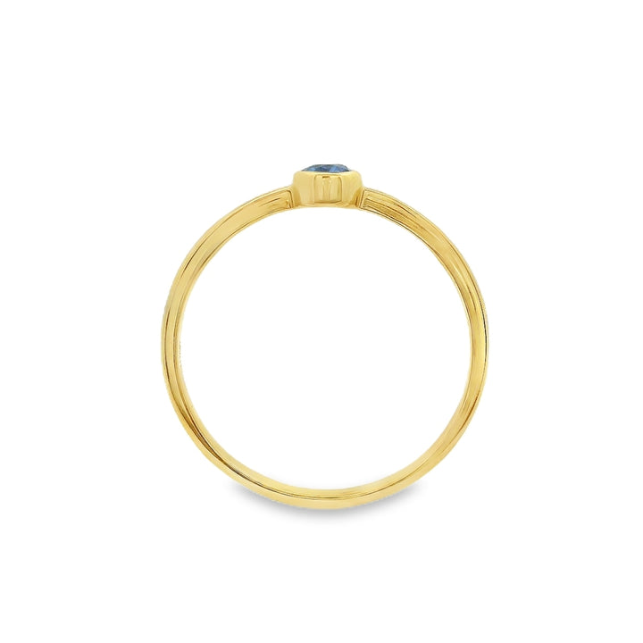 14K Yellow Gold 4x3mm Sapphire Ring