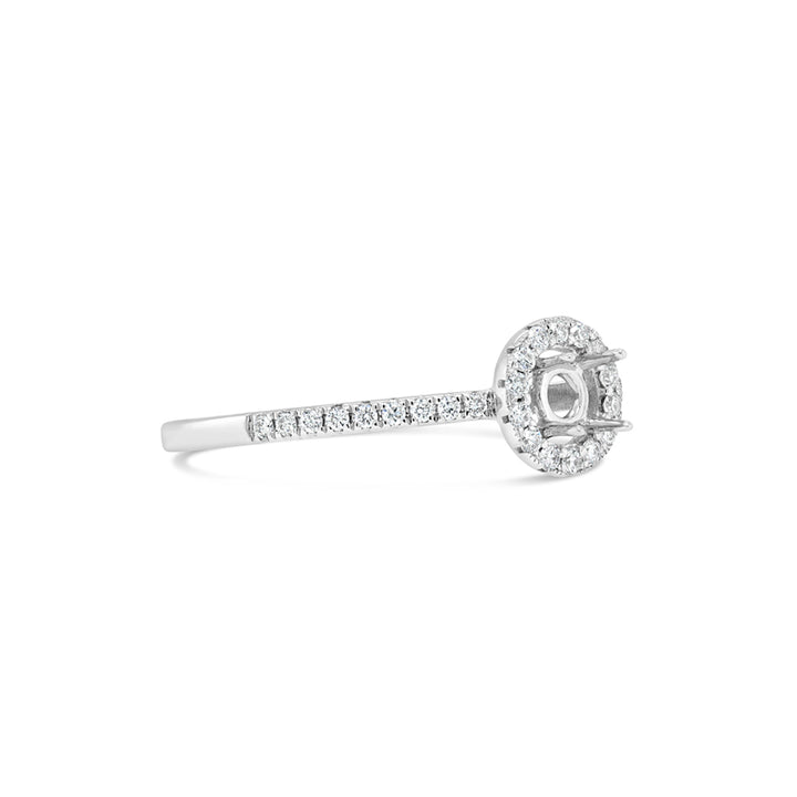 Women's 18K White Gold Halo Diamond Semi-Mount Engagement Ring