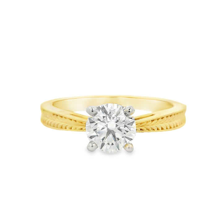Women's 14K Yellow And White Gold Solitaire Ring Mount 420-00114