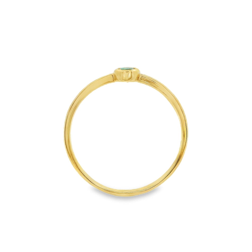 14K Yellow Gold 4x3mm Emerald Ring