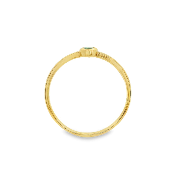14K Yellow Gold 4x3mm Emerald Ring