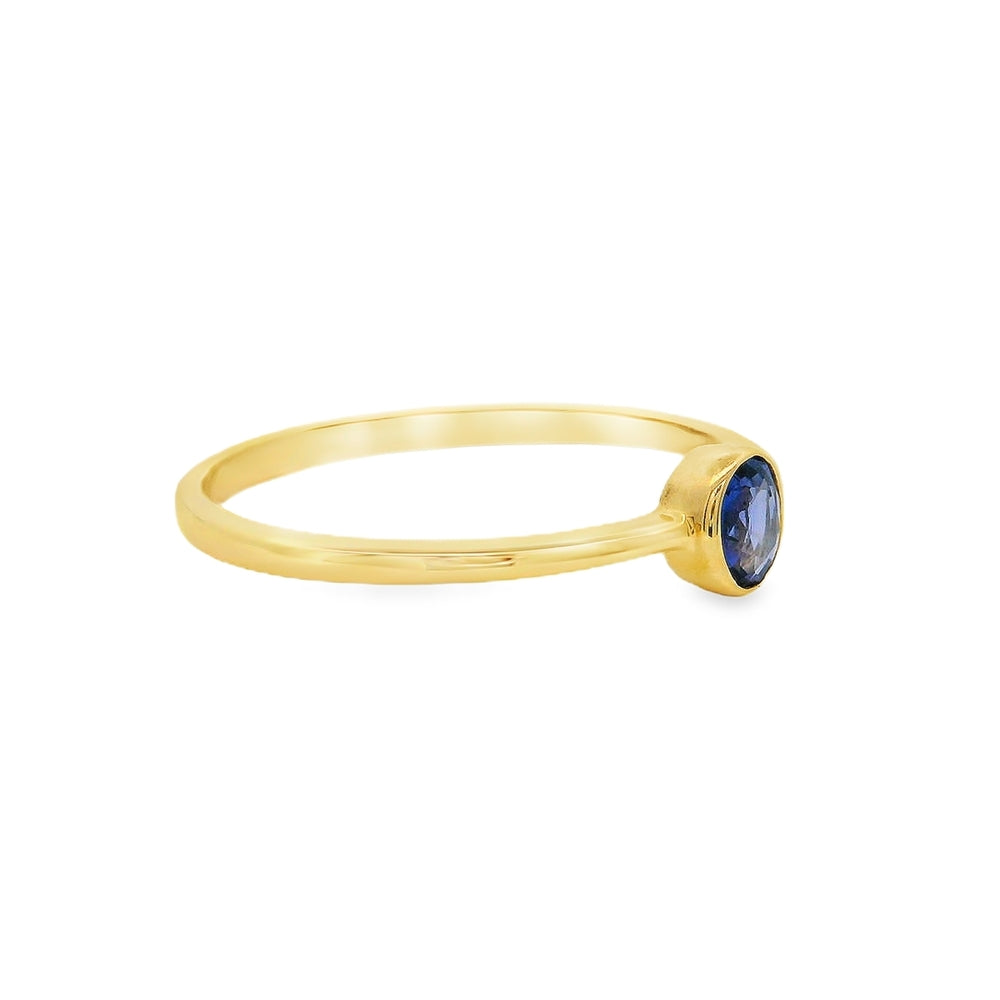 14K Yellow Gold 4x3mm Sapphire Ring