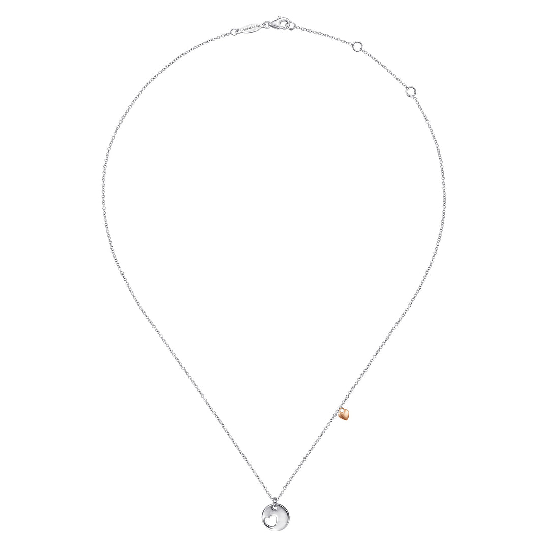 Sterling Silver and Rose Sterling Silver Plated Heart Gabriel & Co. Necklace