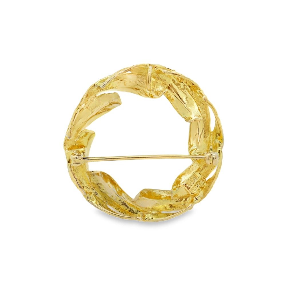 Estate - 14 Karat Yellow Gold Textured Finish Twisted Brooch