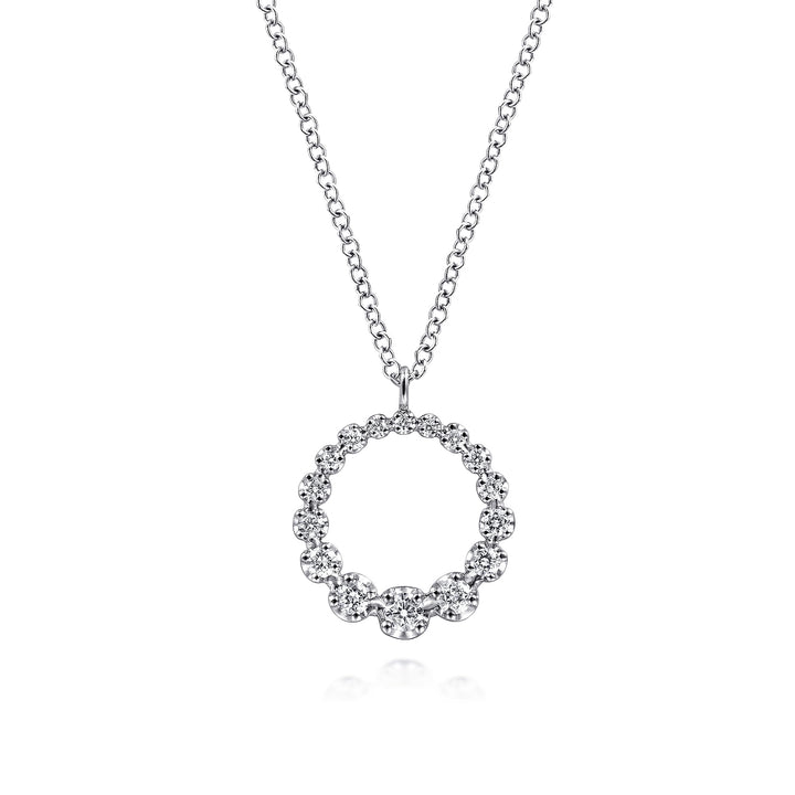 14K White Gold Gabriel & Co. Round Cut Circle 0.25 CTW Diamond Pendant