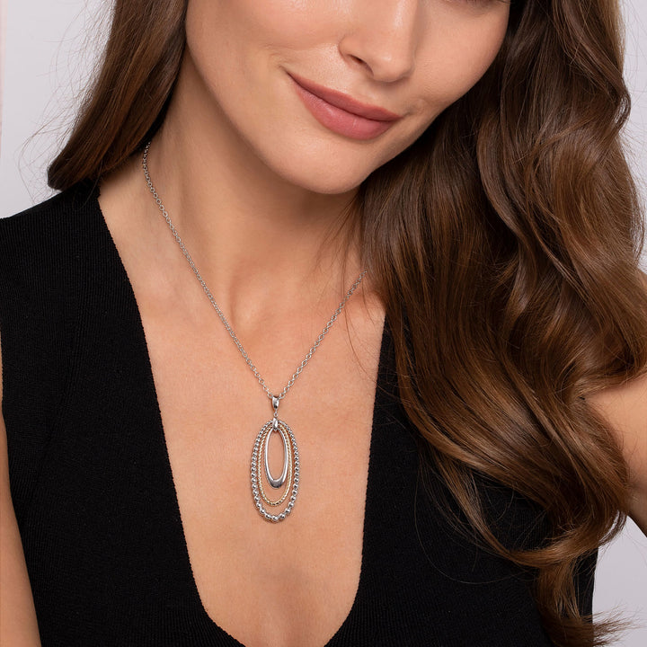 Gabriel & Co. Sterling Silver And 14K Yellow Gold Triple Oval Necklace
