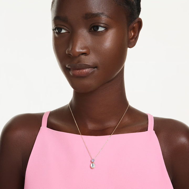 Swarovski Chroma Gold-Tone Plated Necklace With Multi-Colour Crystals