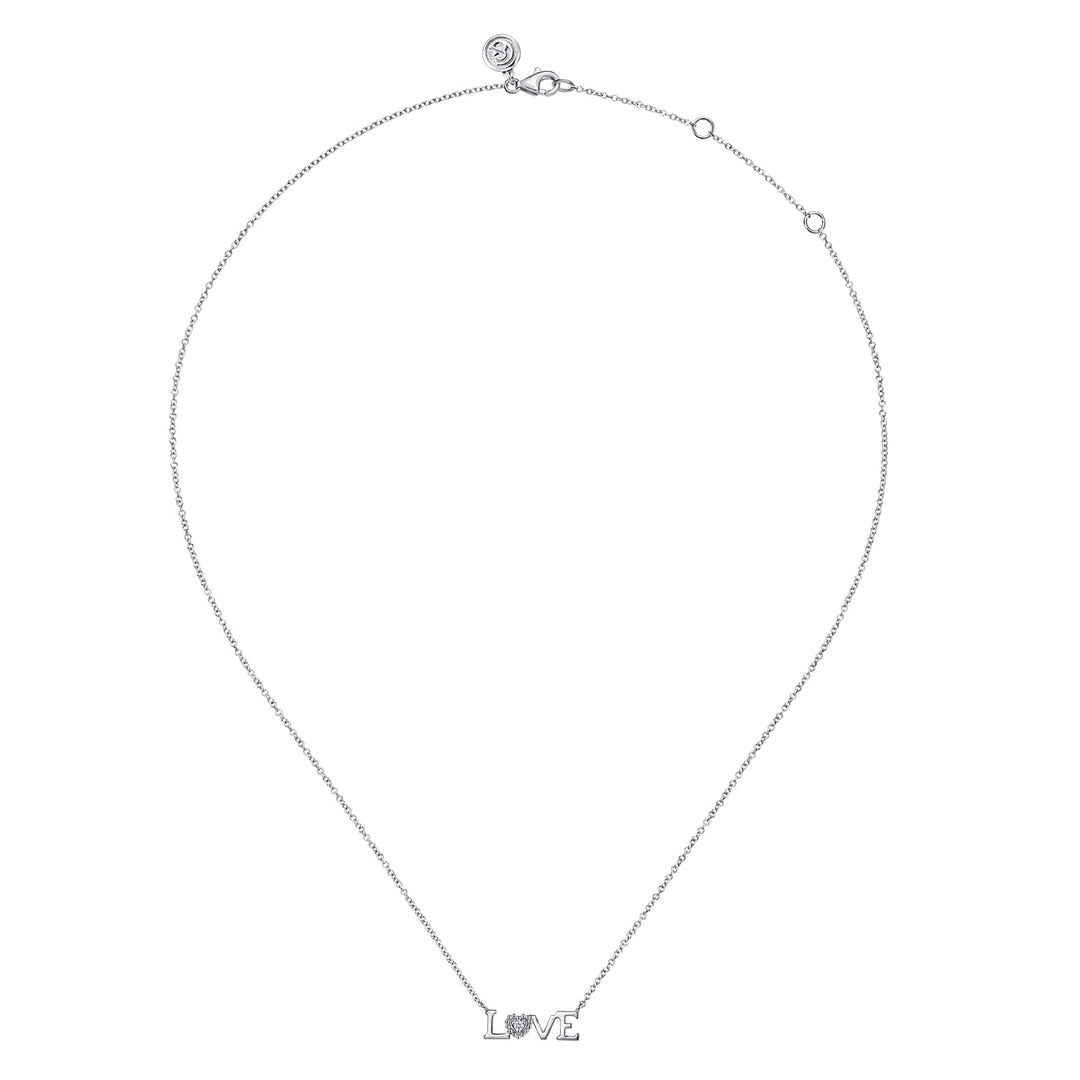 Sterling Silver Gabriel & Co Diamond Bujukan LOVE Necklace
