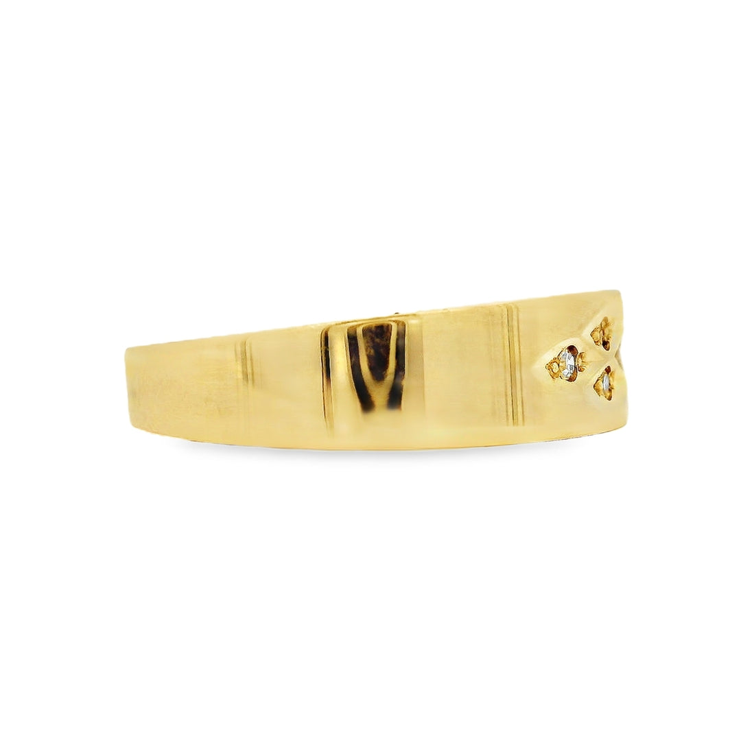 10K Yellow Gold Flat 0.04 CTW Diamond Men's Ring