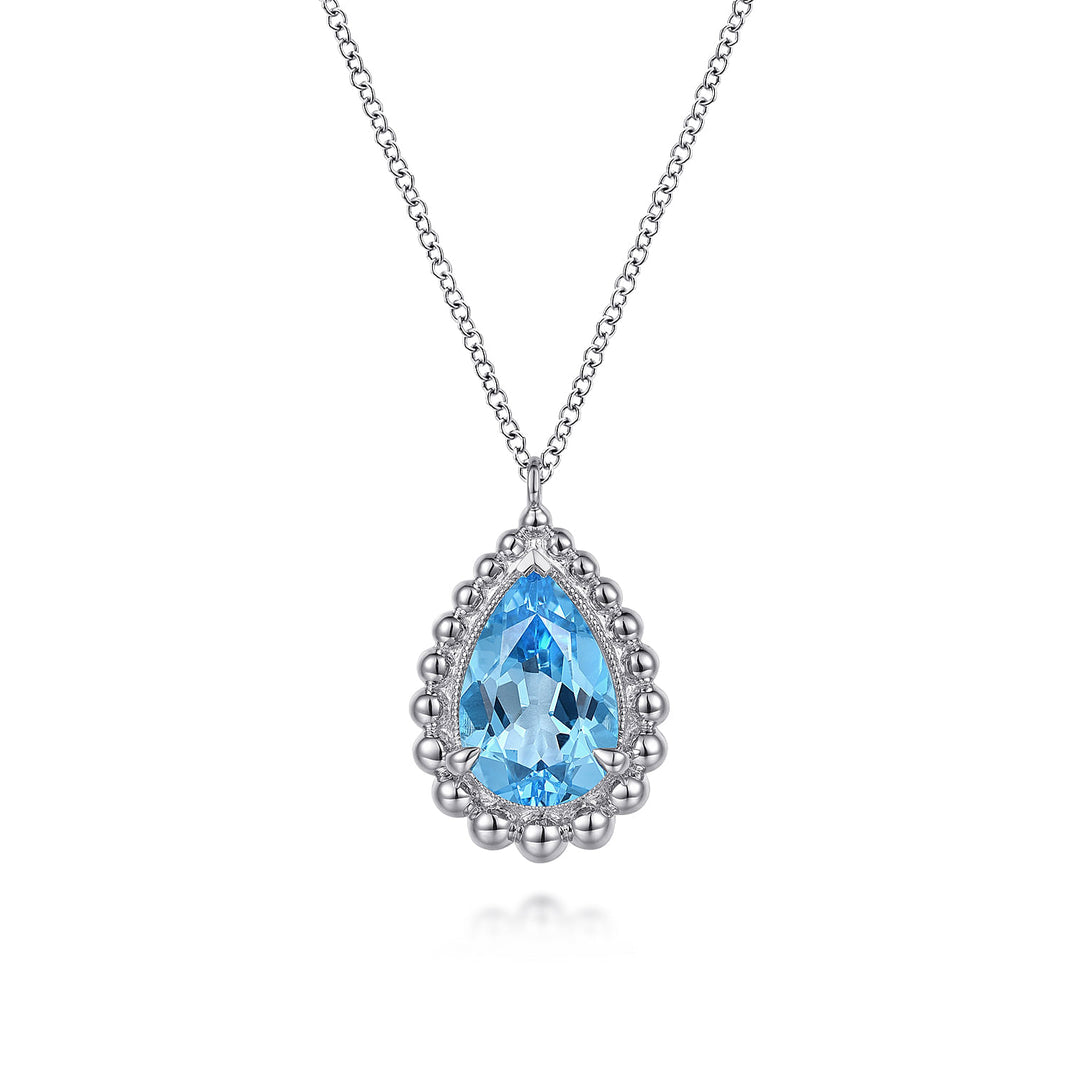 Gabriel & Co. Sterling Silver Teardrop Necklace With Swiss Blue Topaz