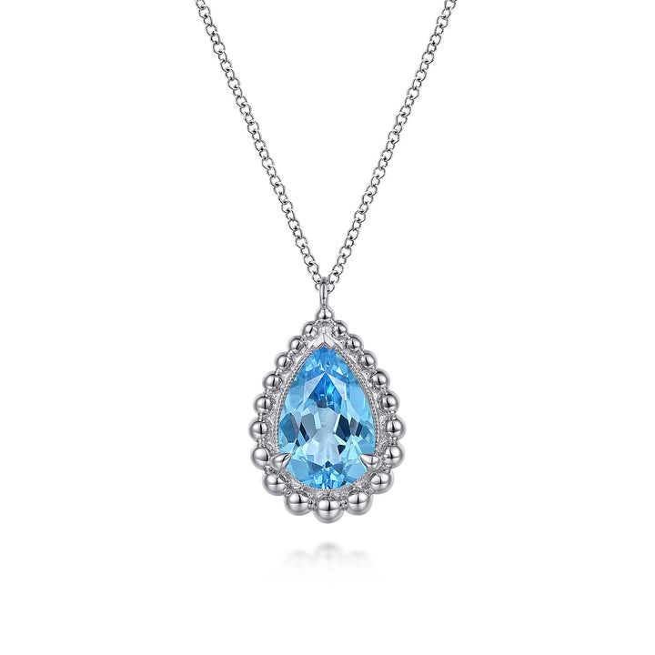 Gabriel & Co. Sterling Silver Teardrop Necklace With Swiss Blue Topaz
