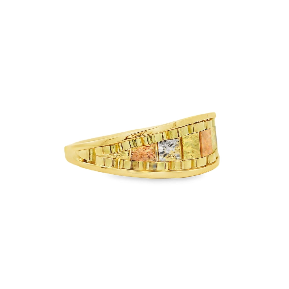 Estate - 14 Karat Tri-Coloured Gold Fancy Ring, Size 7.5