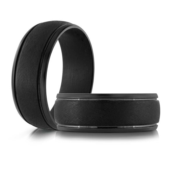 Men's Black Tantalum Comfort Fit 9mm Stepped Wedding Band Size 10