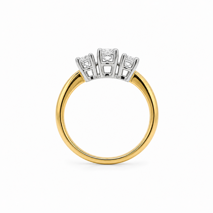 14K Yellow And White Gold Three Stone 0.78 CTW Diamond Engagement Ring