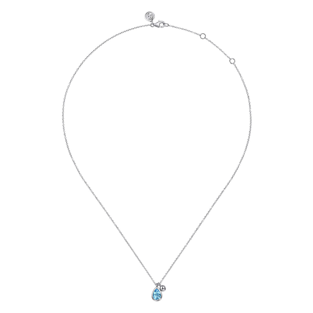 Sterling Silver Gabriel & Co. Drop Necklace With Blue Topaz