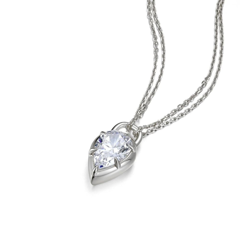 Sterling Silver Lafonn Pear Shaped Cubic Zirconia Solitaire Necklace