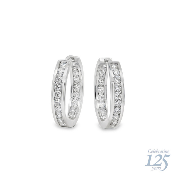 14K White Gold J.H. Young 125th Anniversary 1.26 CTW Diamond Hoop Earrings