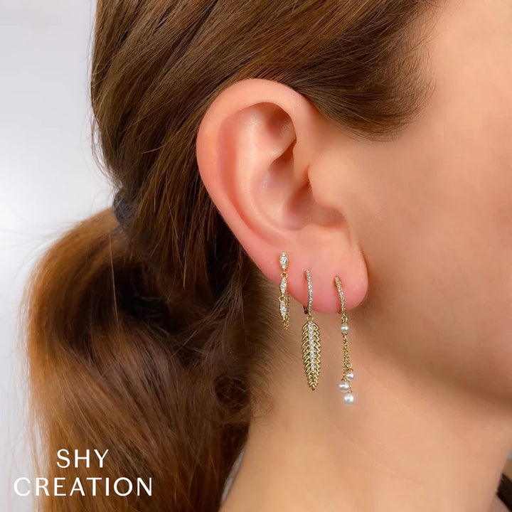 14K Yellow Gold Chain Earrings With 0.20 CTW Of Diamonds