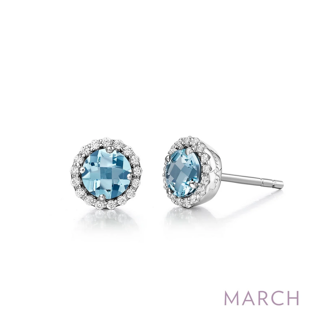 Lafonn Sterling Silver Synthetic Aquamarine Birthstone Earrings