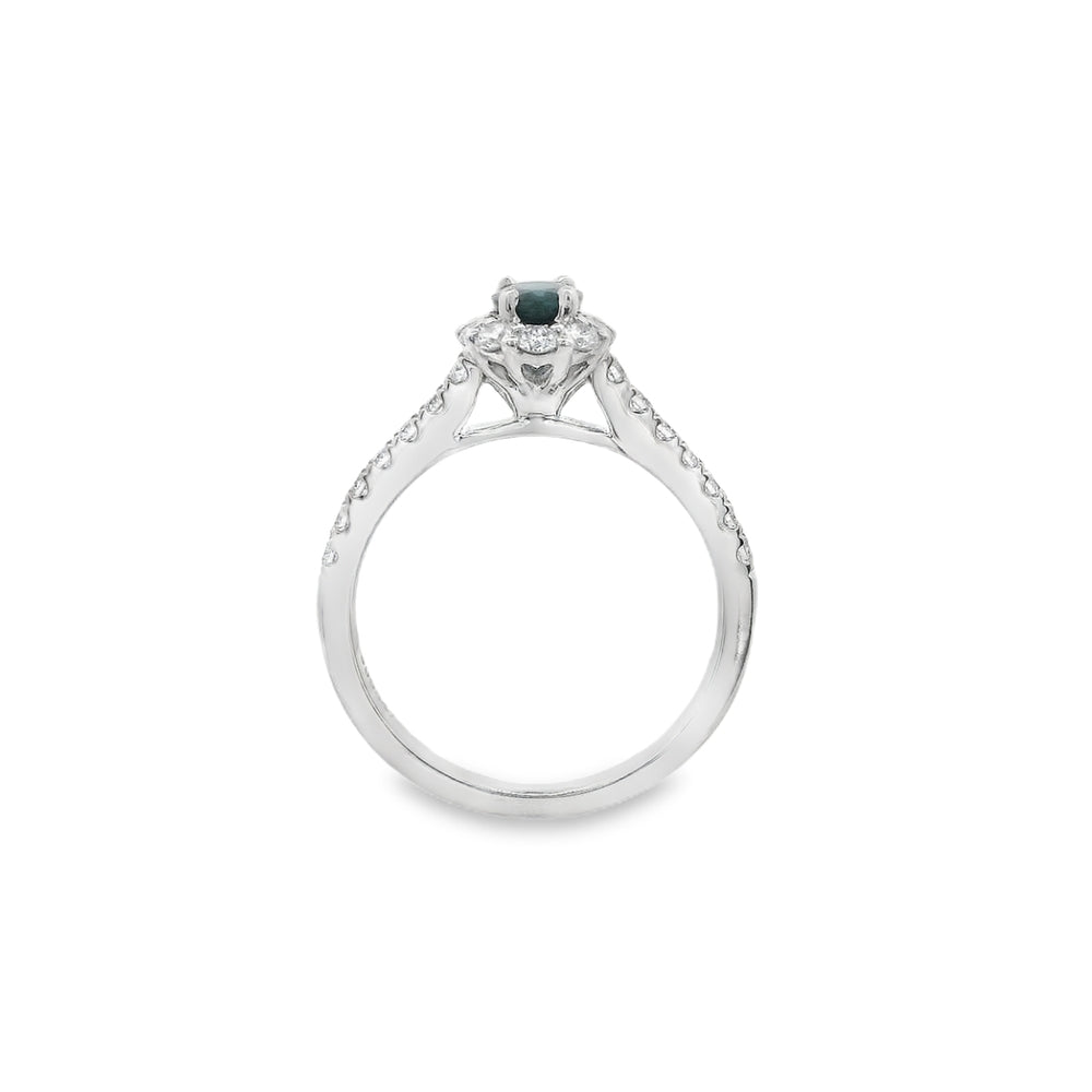 14K White Gold 0.53 CTW Sapphire And 0.44 CTW Diamond Ring