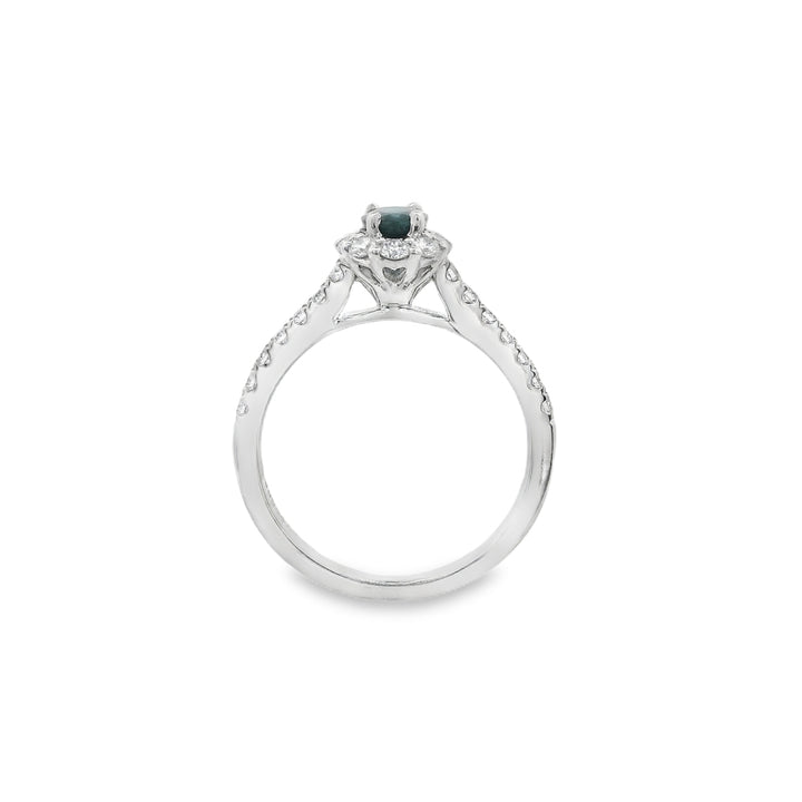 14K White Gold 0.53 CTW Sapphire And 0.44 CTW Diamond Ring