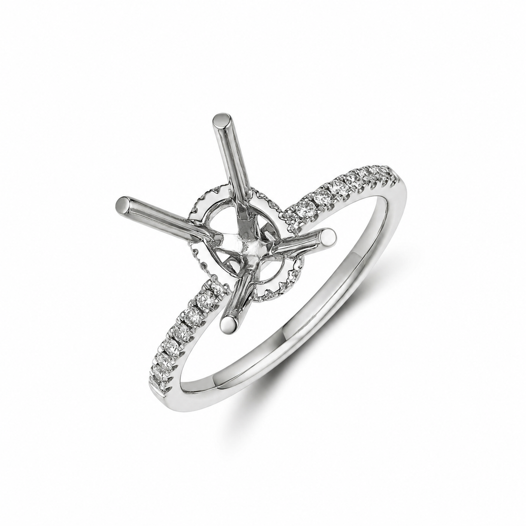 Women's 18K White Gold Hidden Halo 0.20 CTW Diamond Semi-Mount Engagement Ring