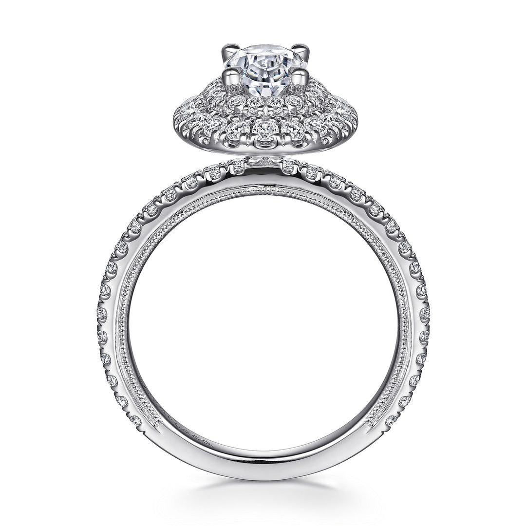 Women's 14K White Gold Double Halo 0.71 CTW Diamond Semi-Mount Engagement Ring