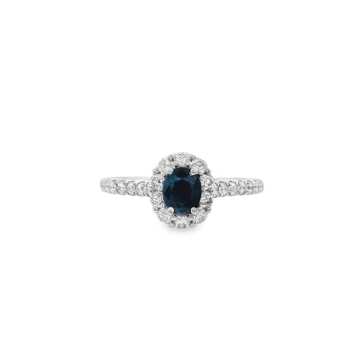 14K White Gold 0.53 CTW Sapphire And 0.44 CTW Diamond Ring