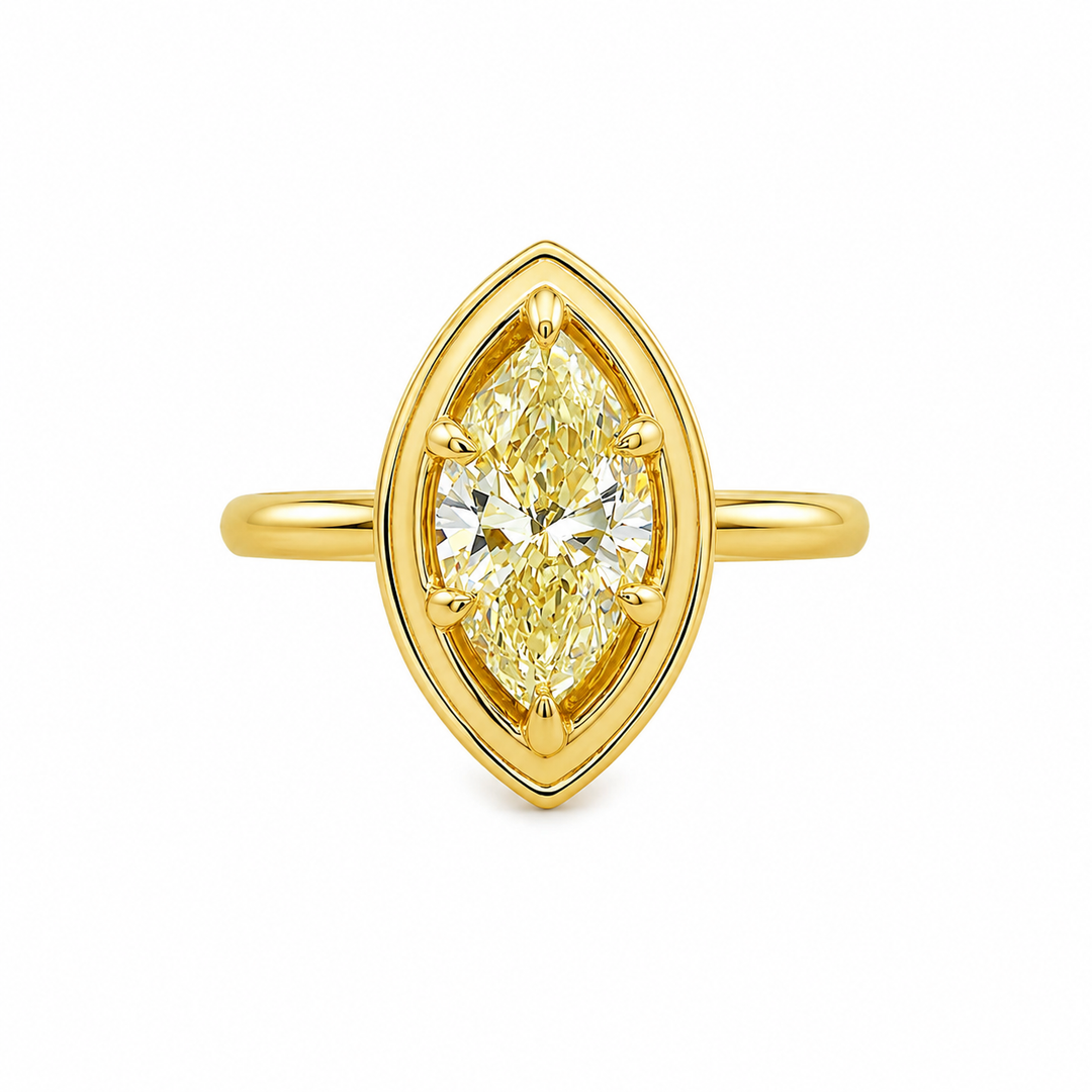 14K Yellow Gold Marquise Solitaire Ring Mount