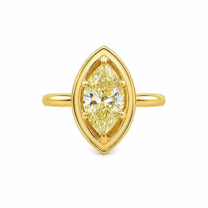 14K Yellow Gold Marquise Solitaire Ring Mount