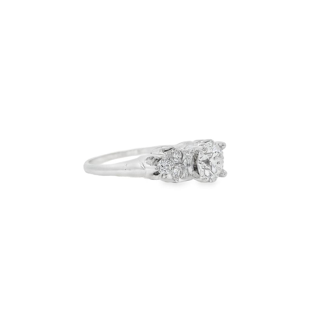 Estate - 18K White Gold 0.88 CTW Diamond Engagement Ring Size 5