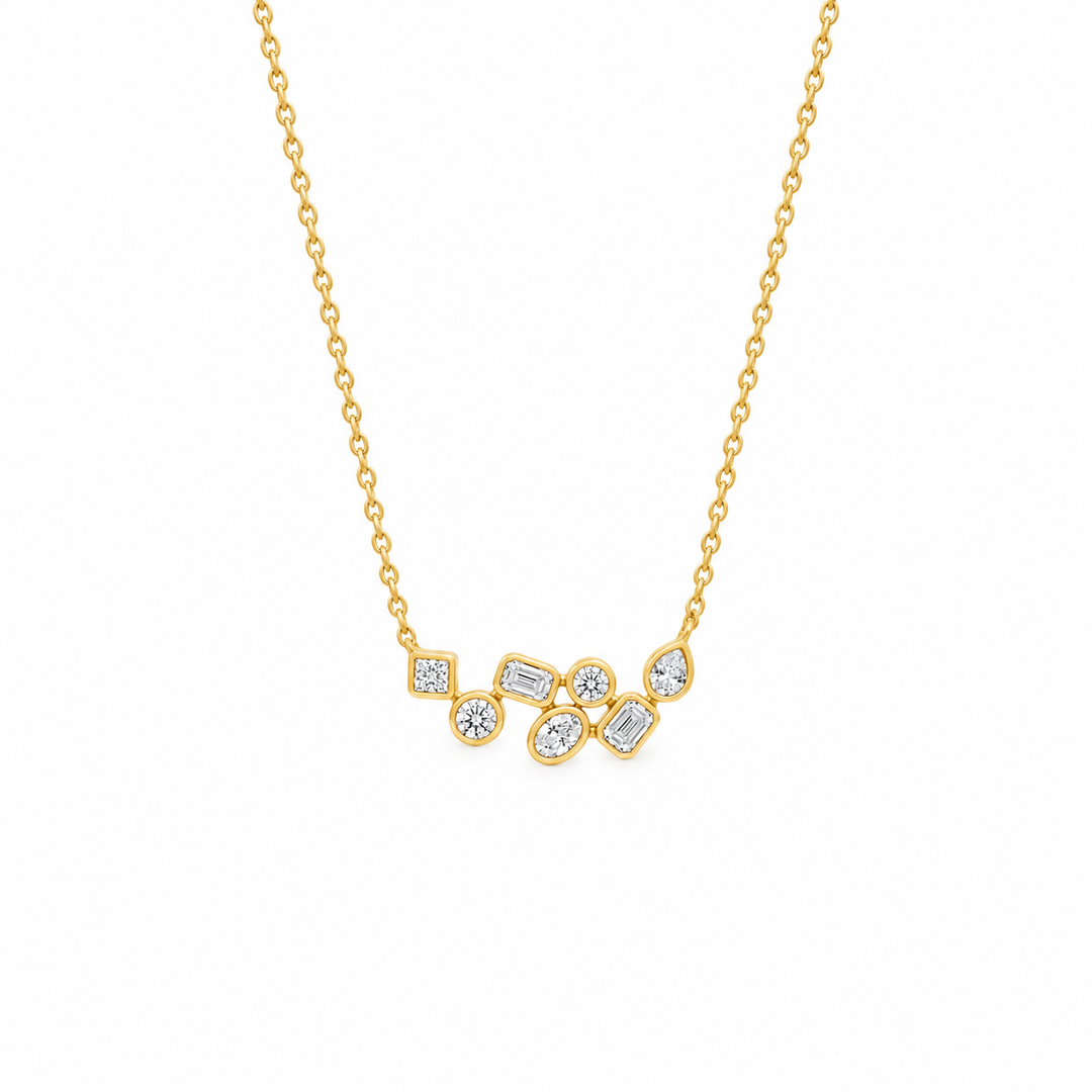 14K Yellow Gold 0.43 CTW Mult-Shaped Bezel Set Diamond 18" Necklace