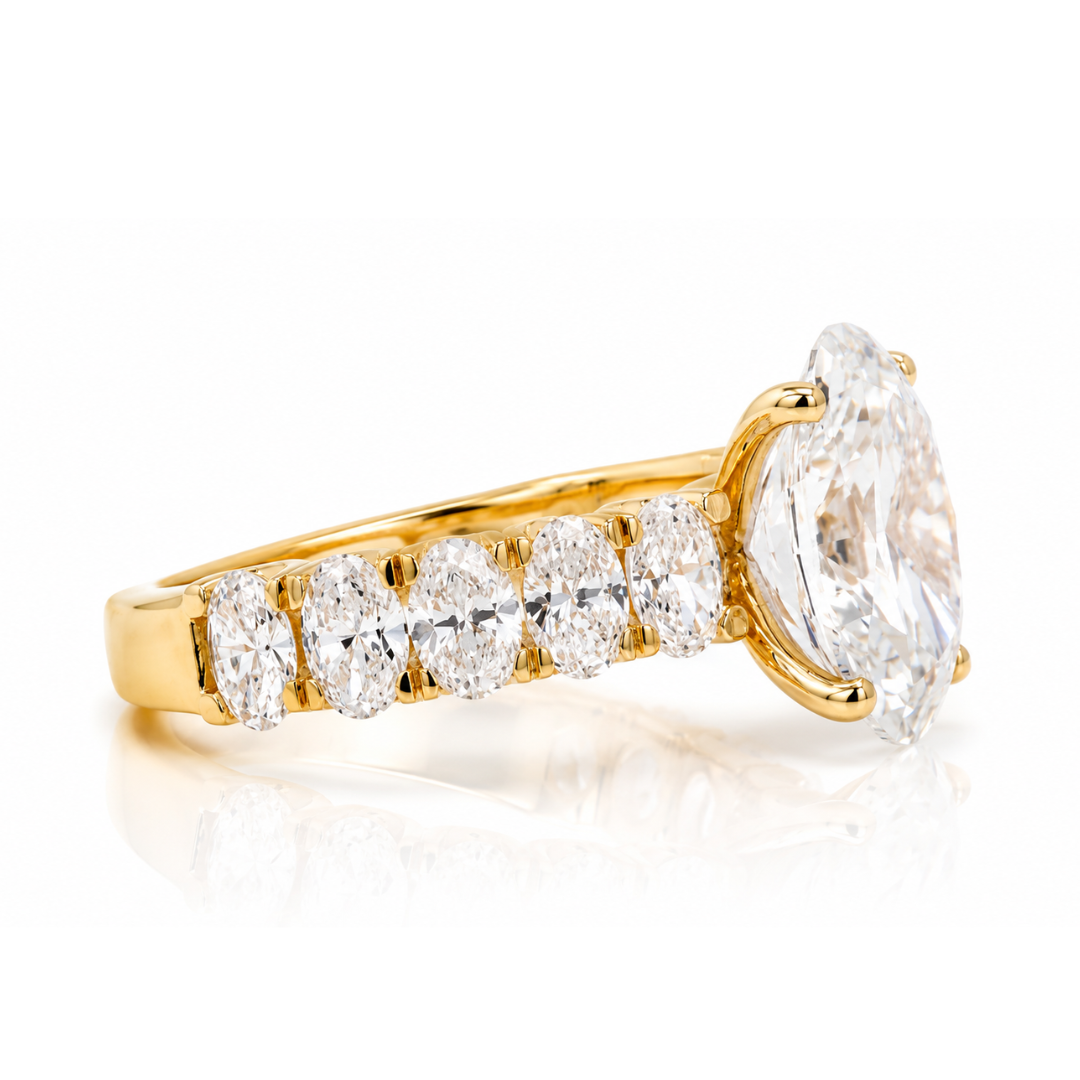 Women's 14K Yellow Gold Oval LAB Diamond Engagement Ring