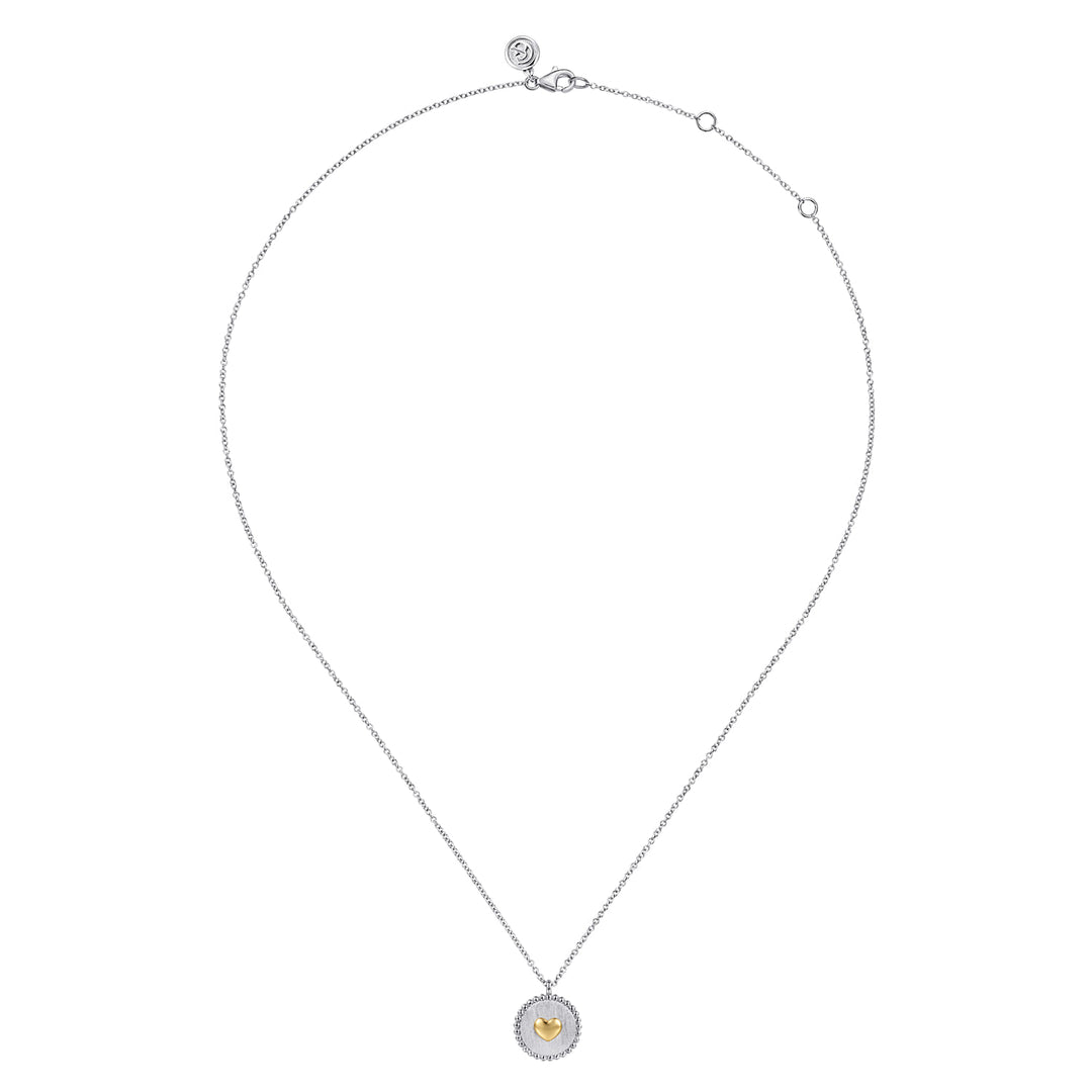 14K Yellow Gold & Sterling Silver  Gabriel & Co Bujukan Heart Medallion Necklace