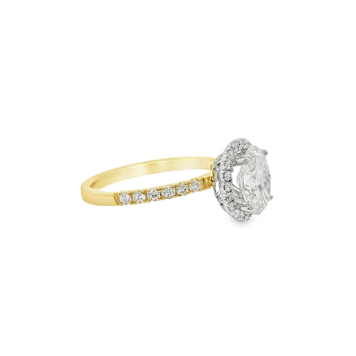Women's 18K Yellow And White Gold Halo 0.45 CTW Diamond Semi-Mount Engagement Ring