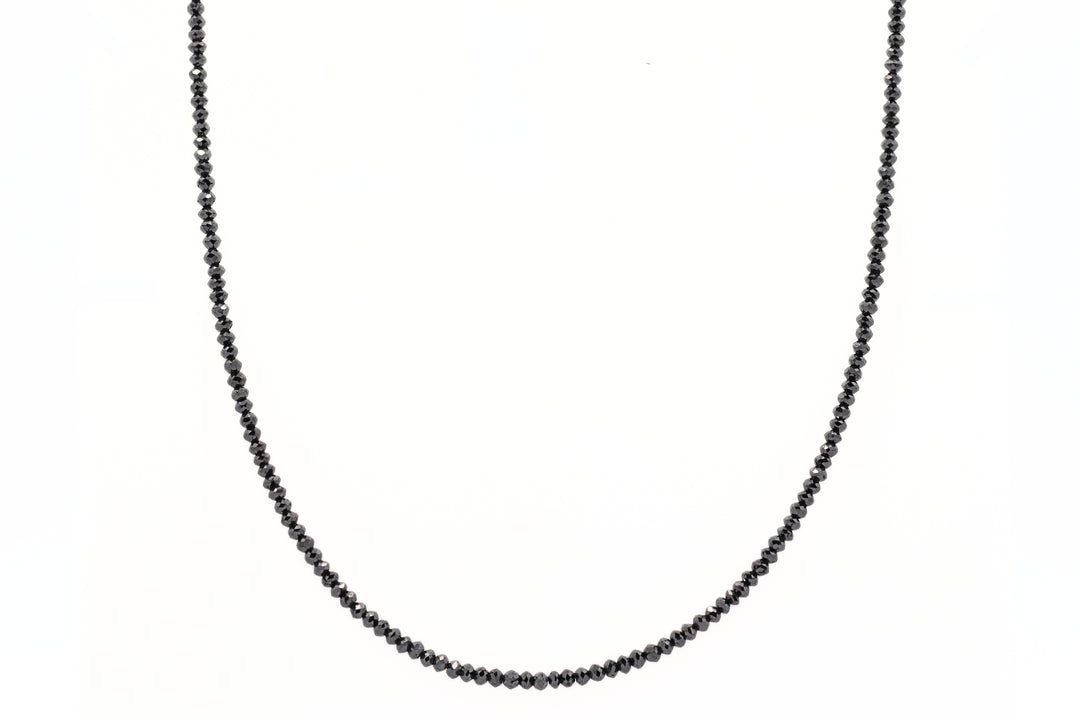 14K Yellow Gold Beaded 19.00 CTW Black Diamond 16" Necklace