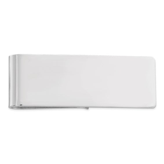Sterling Silver Rhodium Plated Polished Money Clip