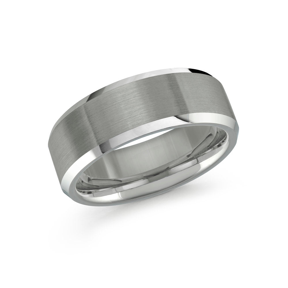 Men's Tungsten Comfort Fit 8mm Beveled Wedding Band Size 9