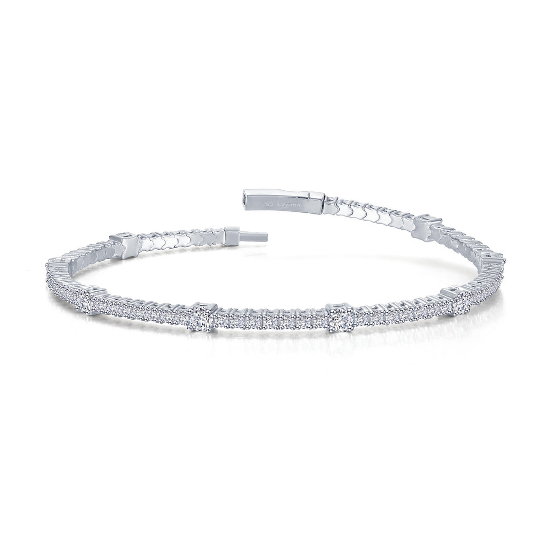 Sterling Silver Cubic Zirconia Flexible Bangle