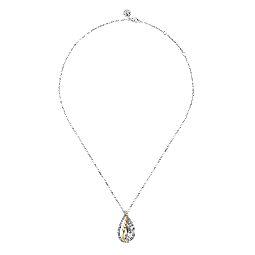 Gabriel & Co. Sterling Silver And 14K Yellow Gold Teardrop Necklace
