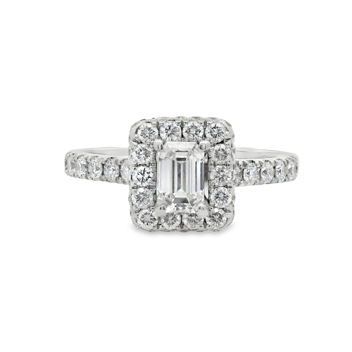 Estate - 14K White Gold 1.50 CTW Diamond Set Halo Engagement Ring, Size 5.5