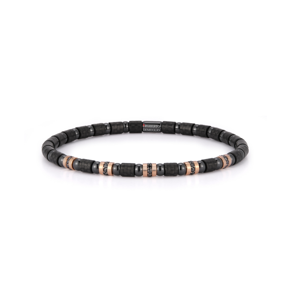 18K Rose Gold Roberto Demeglio 0.24 CTW Black Diamond Stretch Bracelet