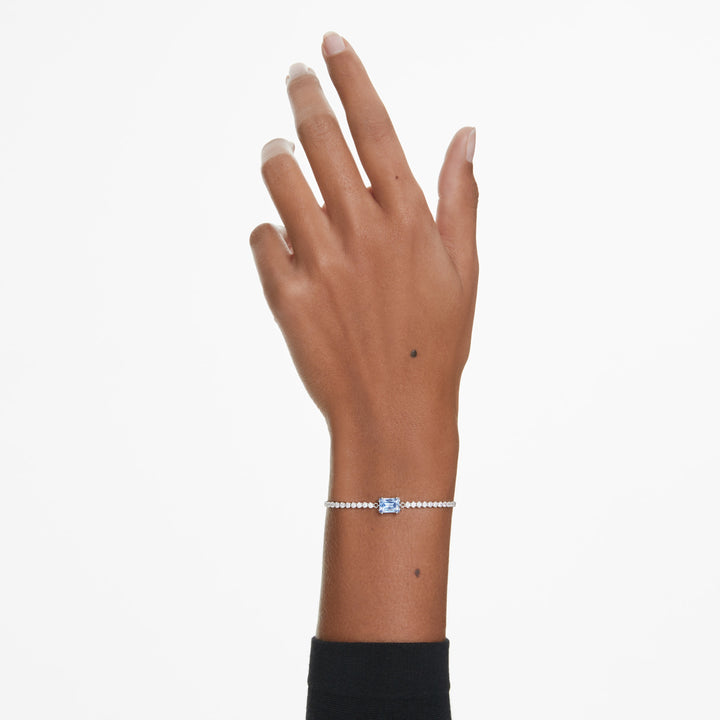 Swarovski Matrix Rhodium Plated Bracelet With Blue And Clear Zirconia's 5693412