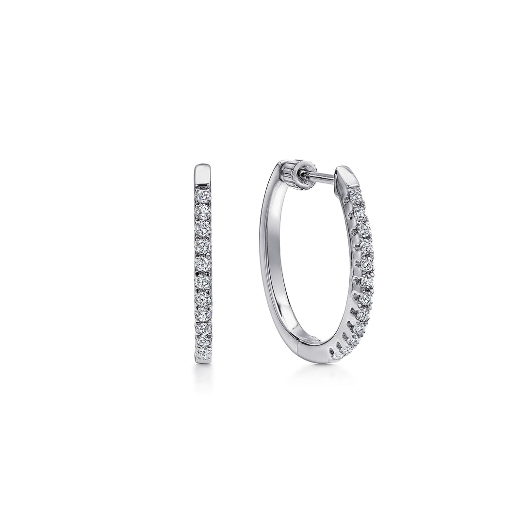 14K White Gold 0.27 CTW Diamond Hoop Earrings
